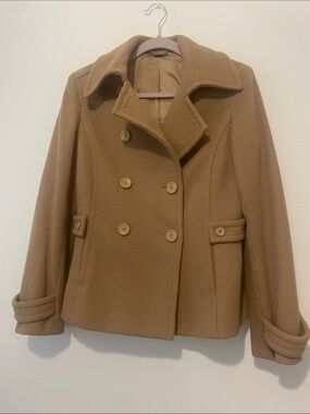 Express Women's Double-Breasted Pea Coat in Camel